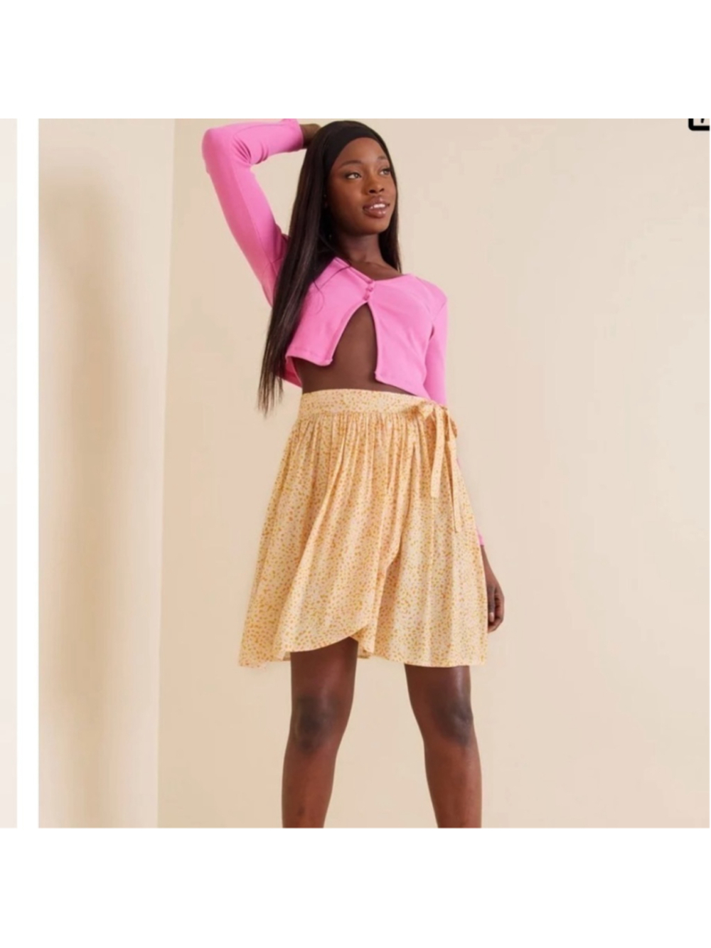 Selected Femme NWT Slfjalina short wrap skirt in pink chalk sz 8
